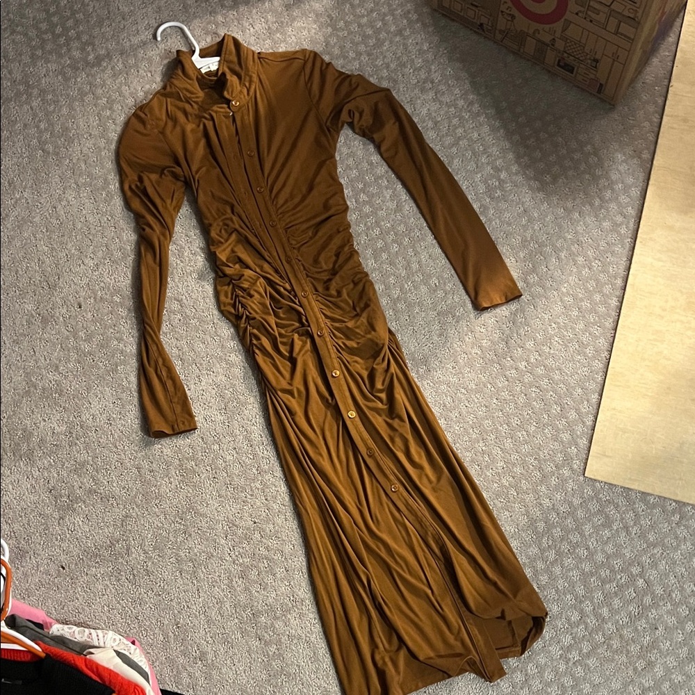 Good American Long Sleeve Brown Dress